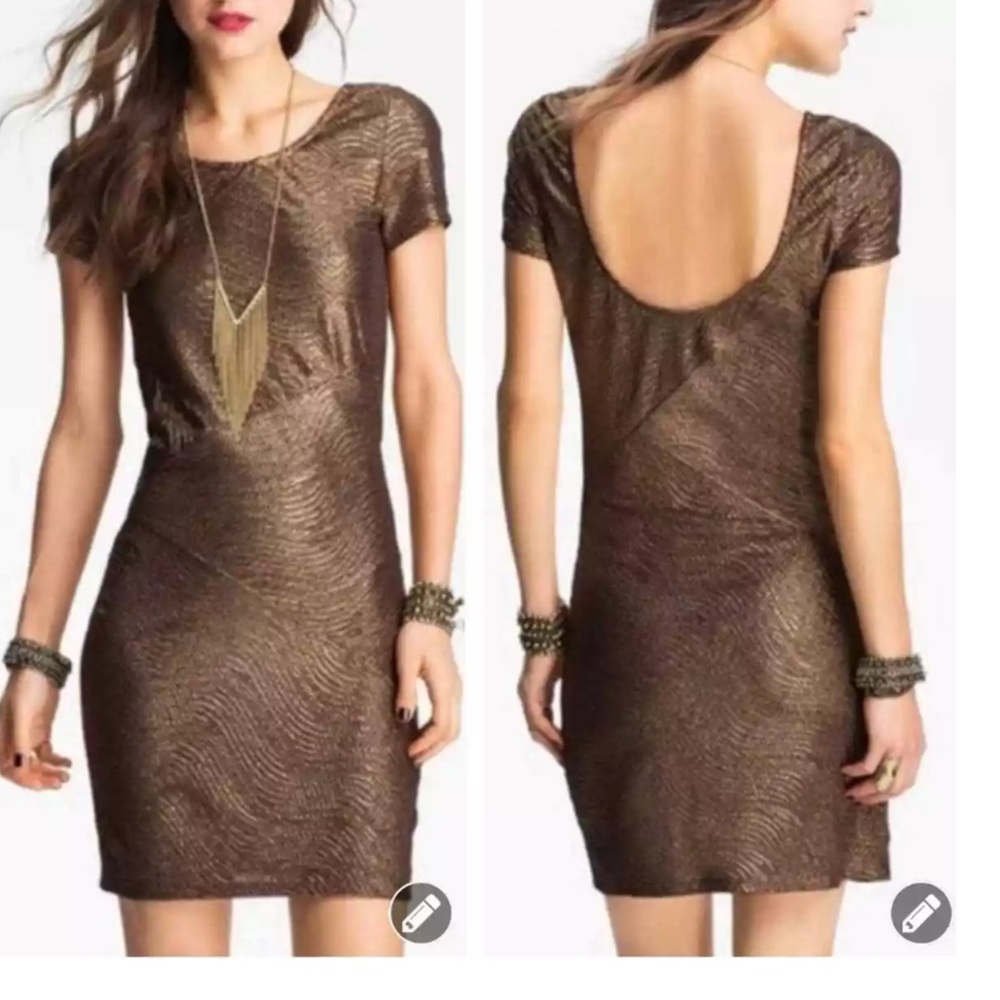 NWOT Free People Moonage Daydream Shimmer Metallic Bodycon Dress